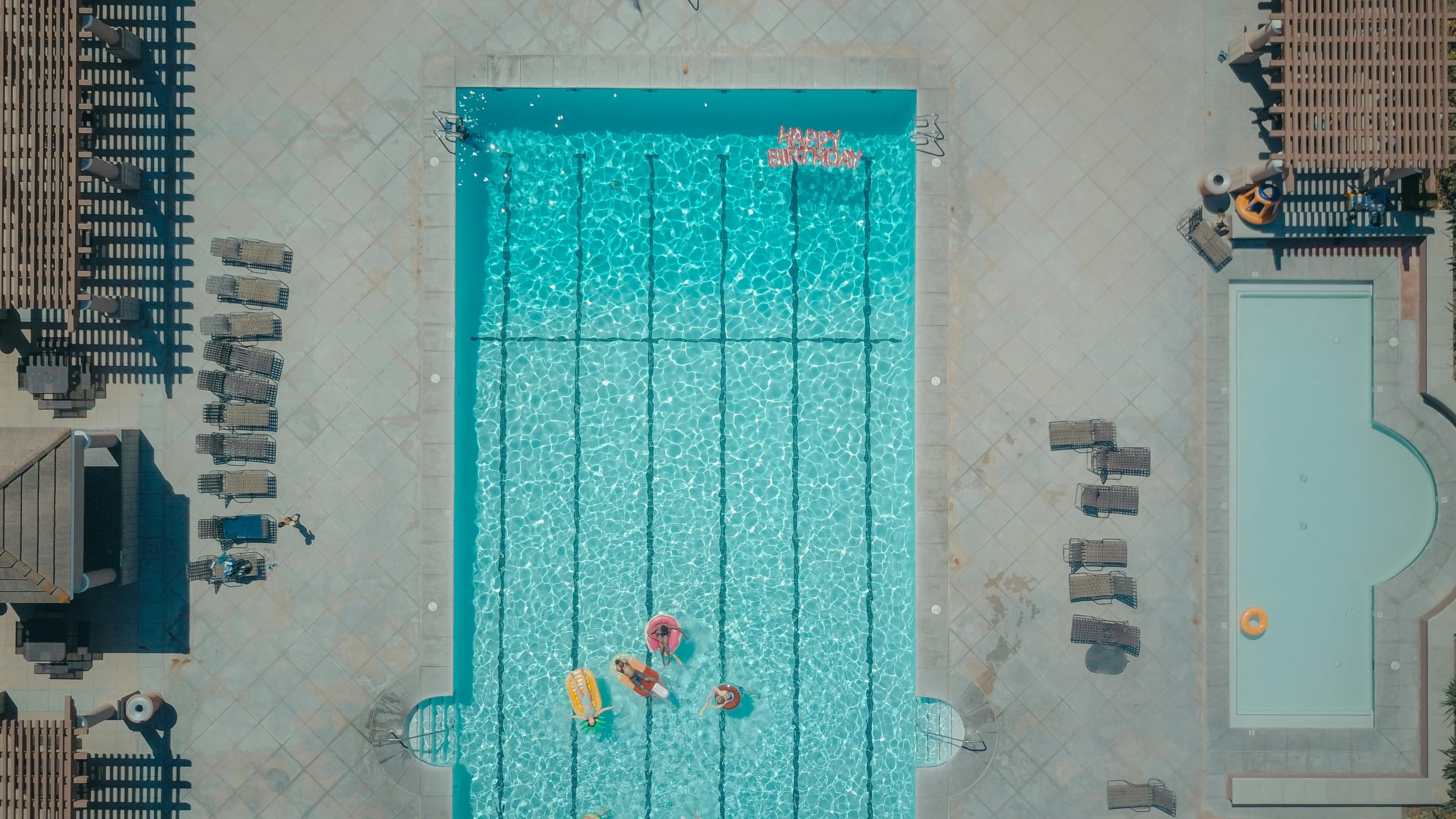 A clean commercial pool from above